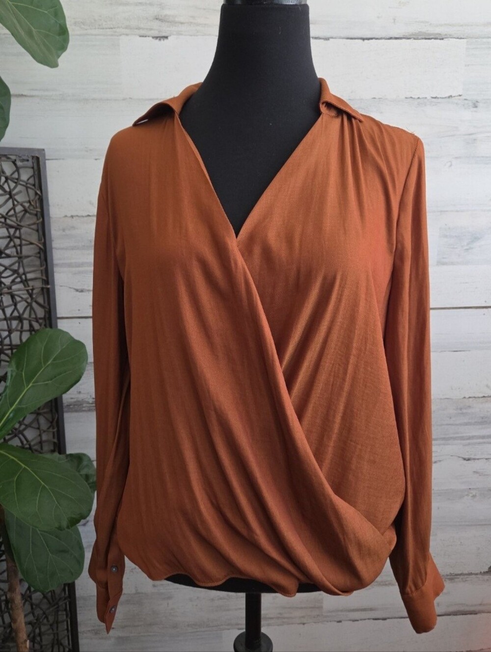 Banana Republic Rust Wrap-Style Blouse